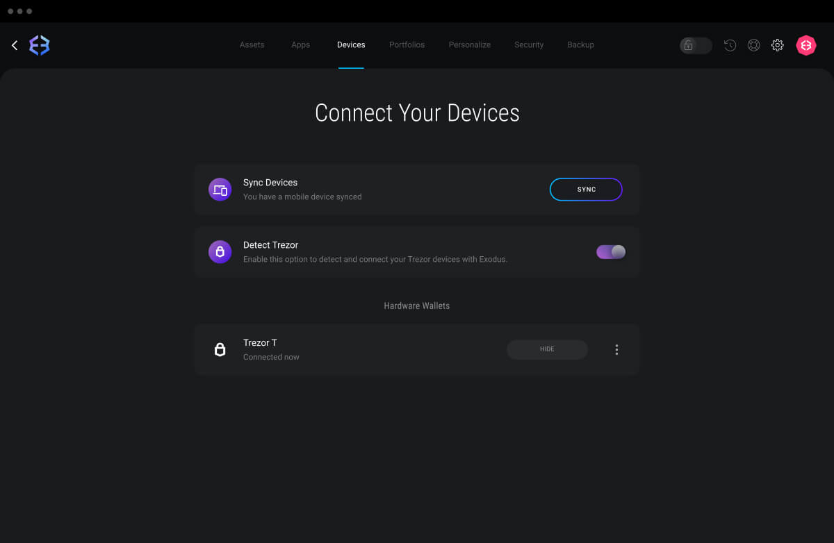Trezor hardware <br />wallet support