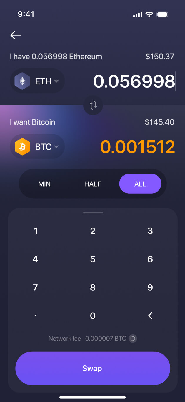 Swap directly <br />from your wallet